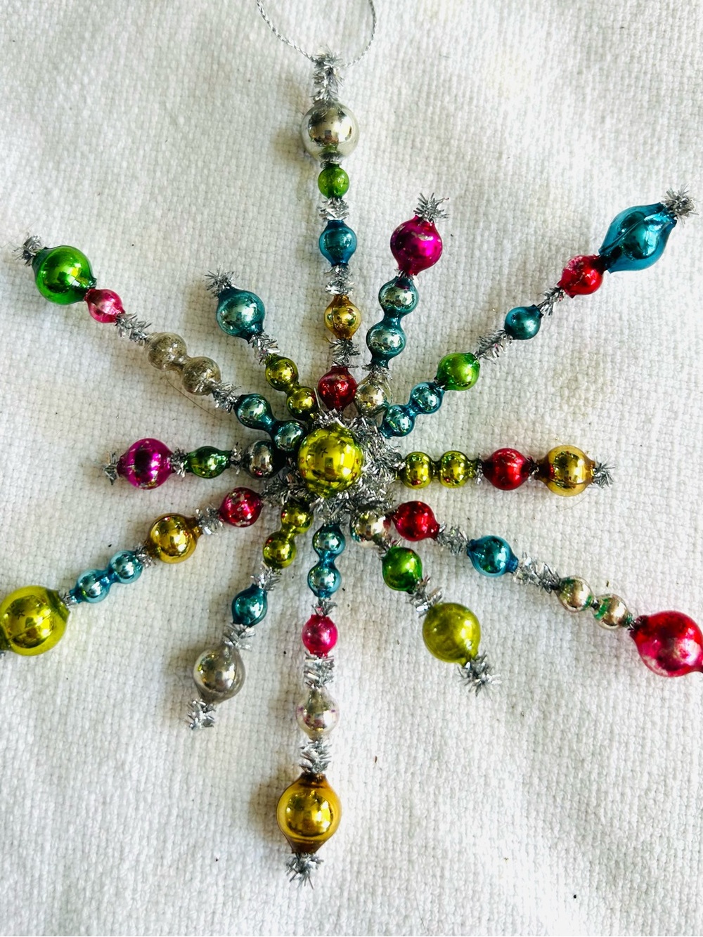 Vintage repurposed holiday star burst Christmas Ornament